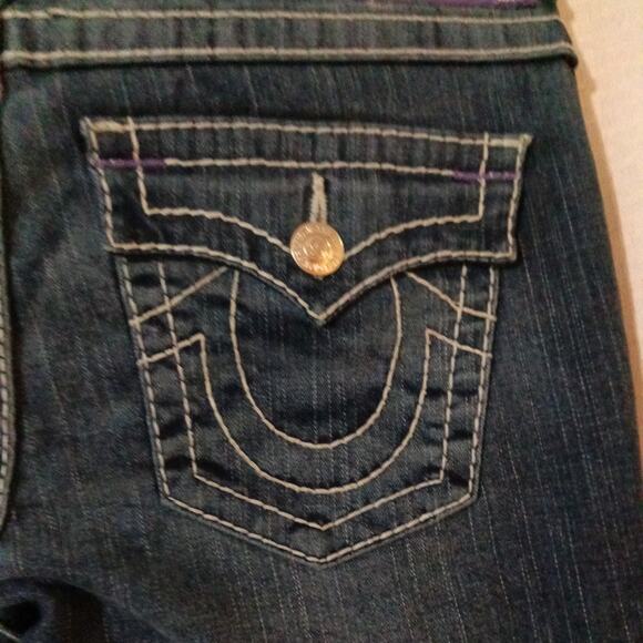 True Religion Women's Nat big T jeans skinny with flaps Blue, Size 31 - Picture 12 of 13